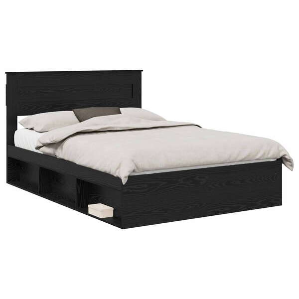 vidaXL Cadre de lit avec matelas Noir 160 x 200 cm Pin massif