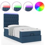 vidaXL Lit ottoman avec matelas et LED Bleu 90x200 cm Tissu
