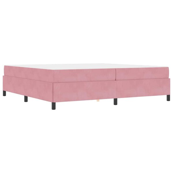 vidaXL Cadre de lit avec matelas Rose et blanc 200 x 200 cm Velours