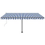 vidaXL Auvent automatique capteur de vent/LED 400x300 cm Bleu et blanc