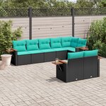vidaXL Salon de jardin 8 Pièces avec coussins noir résine tressée
