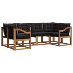 vidaXL Ensemble de canapés d'extérieur 6 pc Naturel et noir