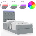 vidaXL Lit ottoman avec matelas et LED Gris clair 80x200cm tissu