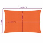 vidaXL Voile d'ombrage 160 g/m² rectangulaire orange 3x5 m PEHD