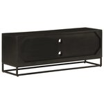 vidaXL Meuble TV noir 110x30x40 cm bois massif de manguier et fer