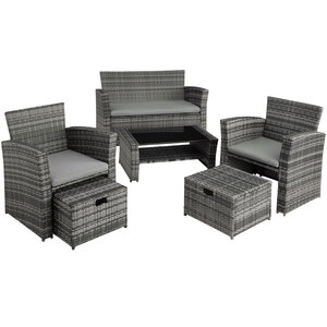 Salon de jardin rotin résine tressé synthétique 4 places avec housse de protection gris 2108079