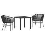 vidaXL Ensemble de salle à manger de jardin 3 pièces avec coussins Noir Rattan Poly