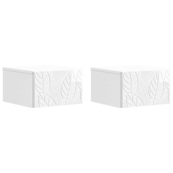 vidaXL Cabinet de chevet mural 2 pièces Blanc brillant