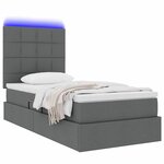 vidaXL Lit avec rangement et LED Gris foncé 100 x 200 cm Polyester