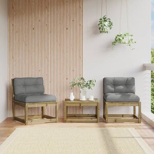 vidaXL Canapés de jardin avec coussins 2Pièces bois de pin imprégné