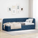 vidaXL Cadre de lit d'angle avec tête de lit Bleu 80 x 200 cm tissu