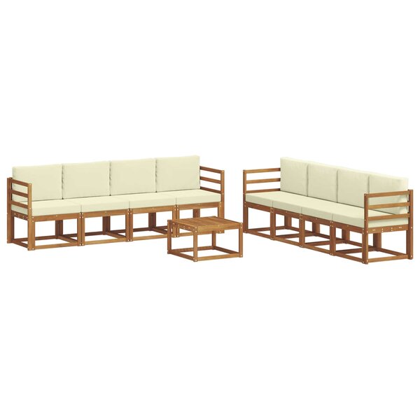 vidaXL Ensemble de canapés d'extérieur 9 pc Naturel et Crème