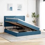 vidaXL Lit de rangement LED avec matelas Bleu foncé 160 x 200 cm