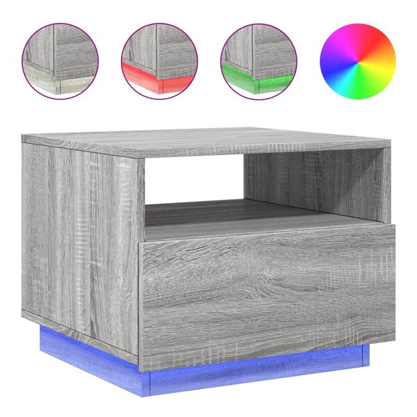 vidaXL Table basse avec lumières LED sonoma gris 50x49x40 cm