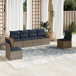 vidaXL Salon de jardin 6 Pièces avec coussins gris résine tressée