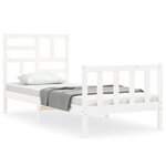 vidaXL Cadre de lit avec tête de lit blanc petit simple bois massif