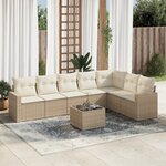 vidaXL Salon de jardin avec coussins 8 Pièces beige résine tressée