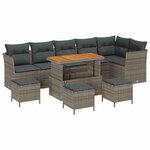 vidaXL Ensemble de canapé de jardin 10 Pièces Gris polyrotin