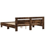 vidaXL Cadre de lit avec tête de lit et LED chêne fumé 160x200 cm