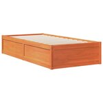 vidaXL Lit bibliothèque sans matelas cire marron 100x200 cm pin massif