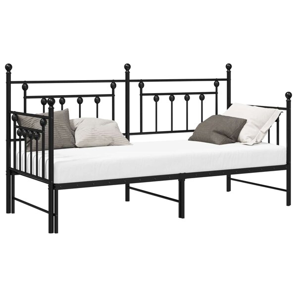 vidaXL Cadre de lit de jour Noir 75 x 190 cm Acier