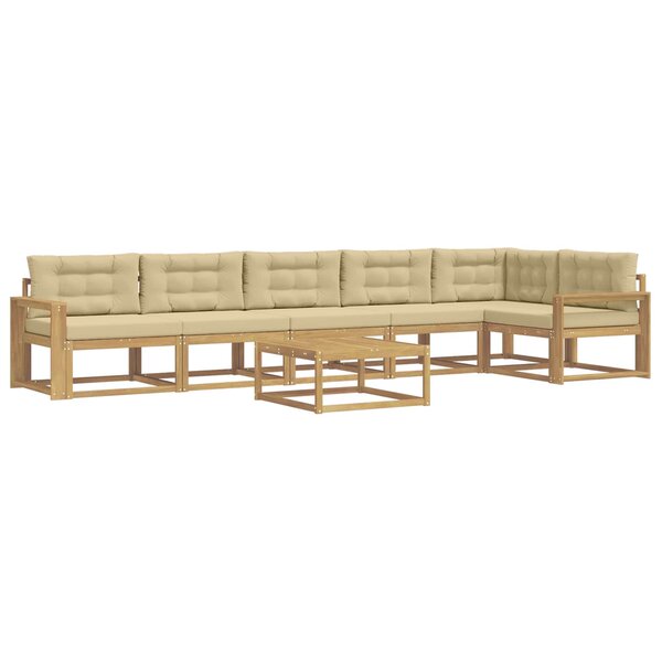 vidaXL Ensemble de canapés d'extérieur 7 pc Blanc et Beige Polyester