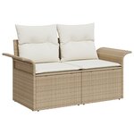 Ensemble de canapé de jardin 9 pièces avec coussins Beige Poly Rotin