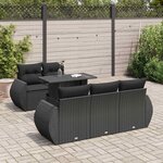 vidaXL Salon de jardin 6 Pièces avec coussins noir résine tressée