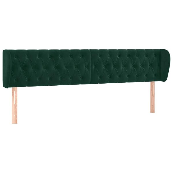 vidaXL Tête de lit avec oreilles Vert foncé 203x23x78/88 cm Velours