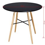 vidaXL Table de salle à manger ronde MDF Noir