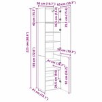 vidaXL Armoire de rangement Montage mural Bois ancien 50 x 41 x 225 cm