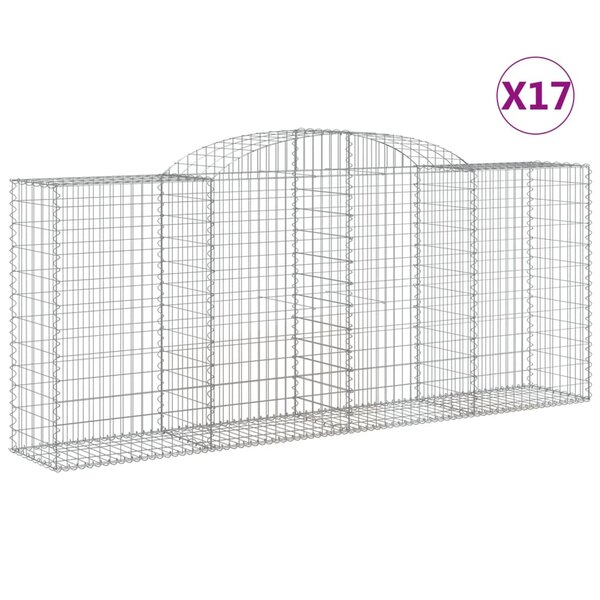 vidaXL Paniers à gabions arqués 17 Pièces 300x50x120/140 cm fer galvanisé