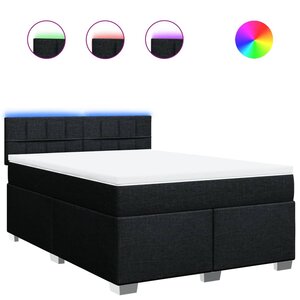 vidaXL Sommier à lattes de lit avec matelas Noir 140x200 cm Tissu