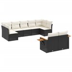 vidaXL Salon de jardin 9 Pièces avec coussins noir résine tressée