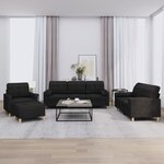 vidaXL Ensemble de canapés 4 Pièces avec coussins noir tissu