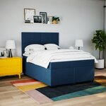 vidaXL Sommier à lattes de lit avec matelas Bleu 140x200 cm Tissu