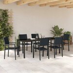 vidaXL Ensemble de salle à manger pour jardin 7 Pièces Noir Poly rotin