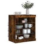vidaXL Buffet avec lumières LED chêne fumé 60 5x37x67 cm