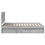vidaXL Cadre de lit Gris Sonoma 140 x 200 cm Bois de pin massif