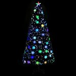 vidaXL Sapin de Noël et flocons de neige LED Noir 150 cm Fibre optique