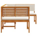 Ensemble de banc de jardin 3 pièces avec coussins en bois d'acacia