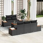 vidaXL Ensemble de canapé de jardin avec coussin 6 Pièces Noir Poly rotin