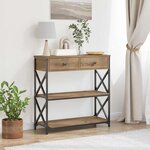 vidaXL Table Console avec tiroir chêne artisanal 75 x 28 x 75 cm