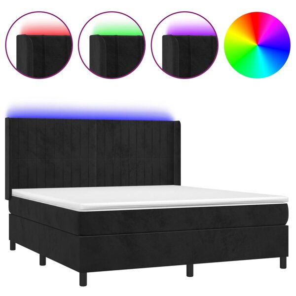 vidaXL Sommier à lattes de lit matelas et LED Noir 160x200 cm Velours