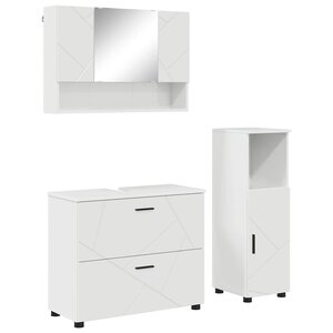 vidaXL Ensemble de mobilier de salle de bain 3 Pièces Blanc brillant
