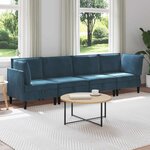 vidaXL Ensemble de meubles pour le salon 4 Pièces Bleu Velours