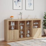 vidaXL Buffet avec lumières LED chêne sonoma 202x37x100 cm