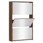vidaXL Armoire à chaussures miroir 3niveaux Chêne marron 63x17x102 5cm