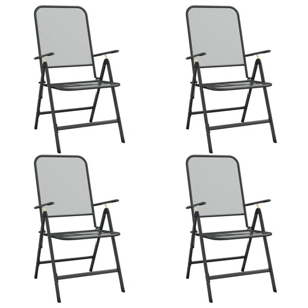 vidaXL Chaises pliables jardin lot de 4 Maille métallique Anthracite