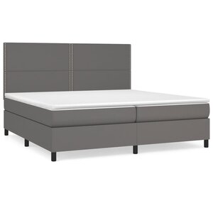vidaXL Sommier à lattes de lit avec matelas Gris 200x200 cm Similicuir